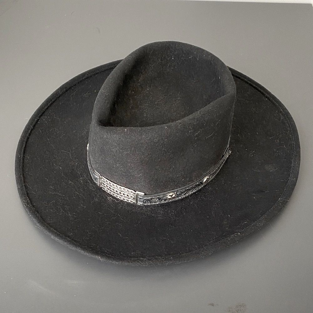 Shepler’s Black Wool Western Little Joe Hat Faux Leather Band Size S Cowgirl